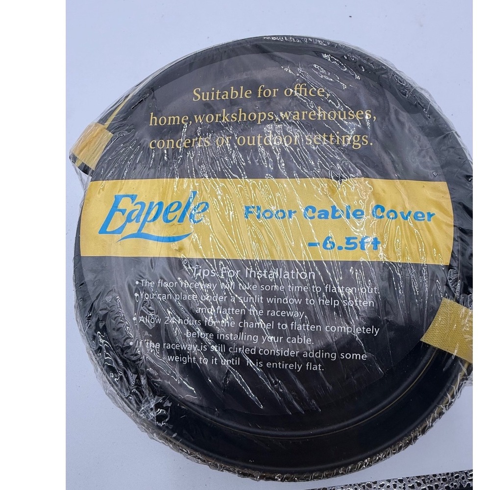 Eapele 6.5ft Floor Cable Cover Heavy Duty Cord Protector Black Yellow Raceway